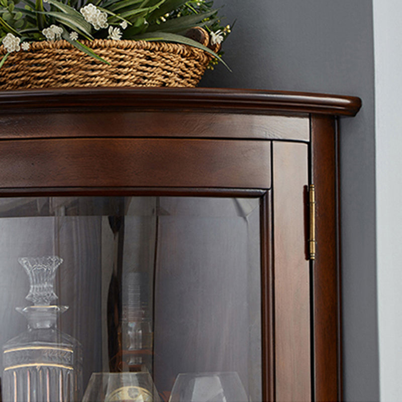 Midden-eeuwse moderne accentkast rubberhoutkast met glas in paniek