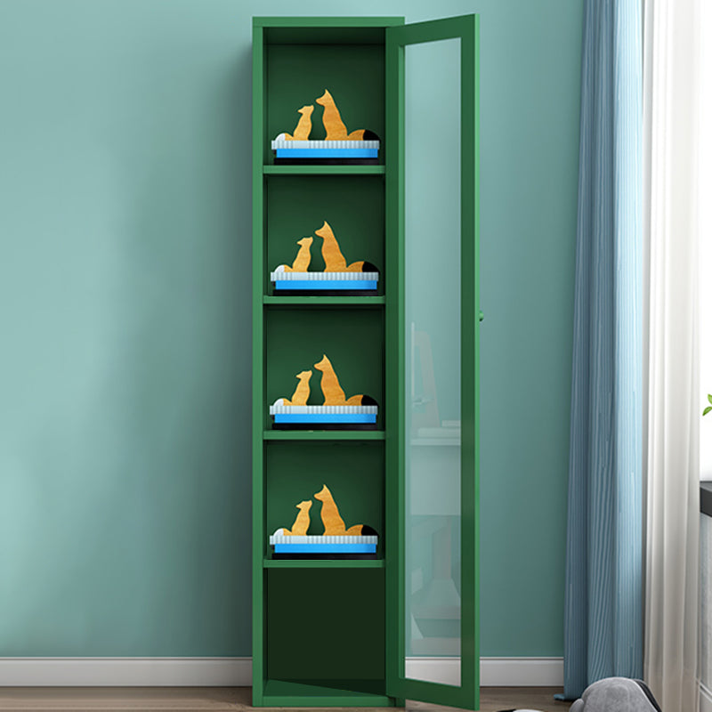 Contemporary Storage Cabinet Antique Finish Side Cabinet with Glass Paned 15.7"L x 13.8"W x 70.9"H Green Clearhalo 'Cabinets & Chests' 'cabinets_chests' 'furn' 'furn_cabinets_chests' 'Furniture' 'Living Room Furniture' 6098870