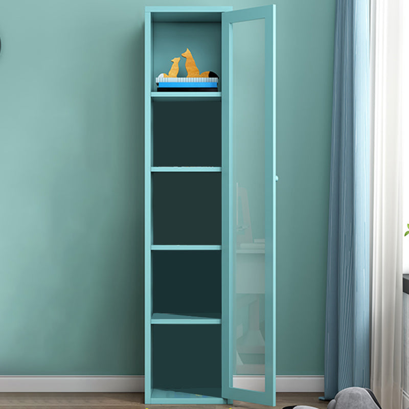 Contemporary Storage Cabinet Antique Finish Side Cabinet with Glass Paned 15.7"L x 13.8"W x 70.9"H Sky Blue Clearhalo 'Cabinets & Chests' 'cabinets_chests' 'furn' 'furn_cabinets_chests' 'Furniture' 'Living Room Furniture' 6098873