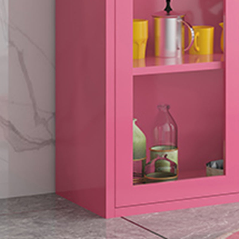 Contemporary Storage Cabinet Antique Finish Side Cabinet with Glass Paned Clearhalo 'Cabinets & Chests' 'cabinets_chests' 'furn' 'furn_cabinets_chests' 'Furniture' 'Living Room Furniture' 6098879