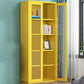 Contemporary Storage Cabinet Antique Finish Side Cabinet with Glass Paned 27.6"L x 13.8"W x 70.9"H Yellow Clearhalo 'Cabinets & Chests' 'cabinets_chests' 'furn' 'furn_cabinets_chests' 'Furniture' 'Living Room Furniture' 6098886