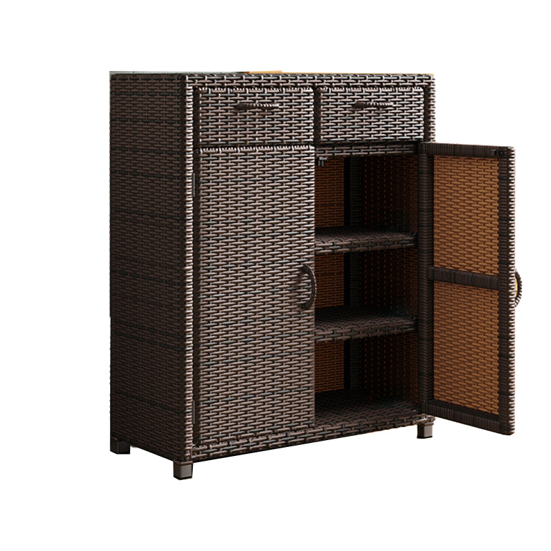 Contemporary Storage Cabinet Square Side Cabinet with Glass Paned 31"L x 16"W x 39"H 2 2 Clearhalo 'Cabinets & Chests' 'cabinets_chests' 'furn' 'furn_cabinets_chests' 'Furniture' 'Living Room Furniture' 6098928