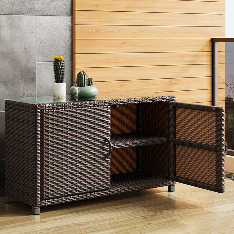 Contemporary Storage Cabinet Square Side Cabinet with Glass Paned 39"L x 16"W x 24"H Drawer Not Included 1 Clearhalo 'Cabinets & Chests' 'cabinets_chests' 'furn' 'furn_cabinets_chests' 'Furniture' 'Living Room Furniture' 6098932