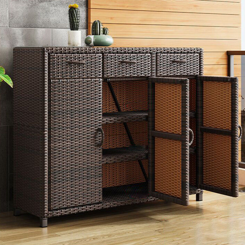 Contemporary Storage Cabinet Square Side Cabinet with Glass Paned 47.2"L x 15.7"W x 39.4"H 3 2 Clearhalo 'Cabinets & Chests' 'cabinets_chests' 'furn' 'furn_cabinets_chests' 'Furniture' 'Living Room Furniture' 6098939