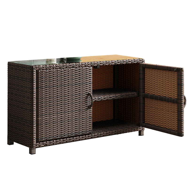 Contemporary Storage Cabinet Square Side Cabinet with Glass Paned Clearhalo 'Cabinets & Chests' 'cabinets_chests' 'furn' 'furn_cabinets_chests' 'Furniture' 'Living Room Furniture' 6098946