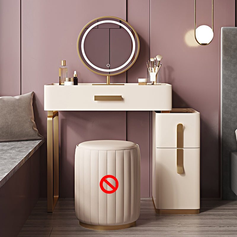 Glambraun Glass Top Waschtisch 25,6 "W 3 Schubladen Schminktisch mit Spiegel & Stuhl