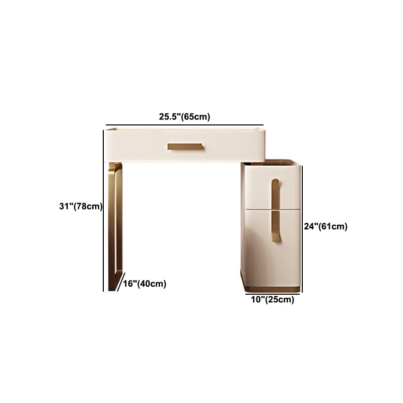 Glambraun Glass Top Waschtisch 25,6 "W 3 Schubladen Schminktisch mit Spiegel & Stuhl