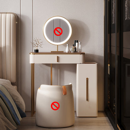 Contemporary Makeup Vanity Desk Table 3 Drawer Glass Top Dressing Table Makeup Vanity Clearhalo 'Bedroom Furniture' 'furn' 'furn_makeup_vanities' 'Furniture' 'Makeup Vanities' 'makeup_vanities' 6099105