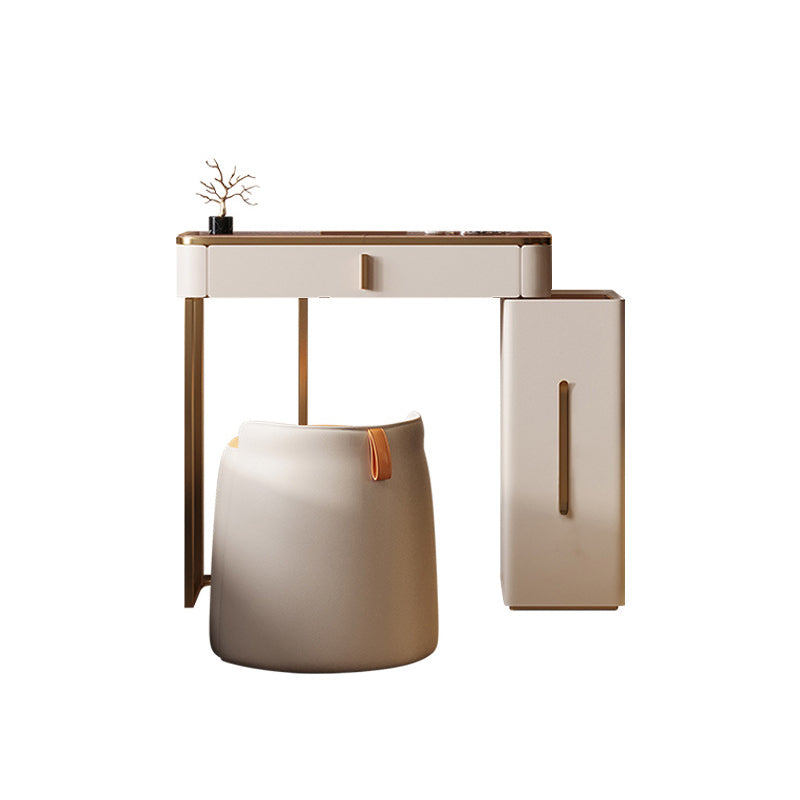 Contemporary Makeup Vanity Desk Table 3 Drawer Glass Top Dressing Table Clearhalo 'Bedroom Furniture' 'furn' 'furn_makeup_vanities' 'Furniture' 'Makeup Vanities' 'makeup_vanities' 6099109