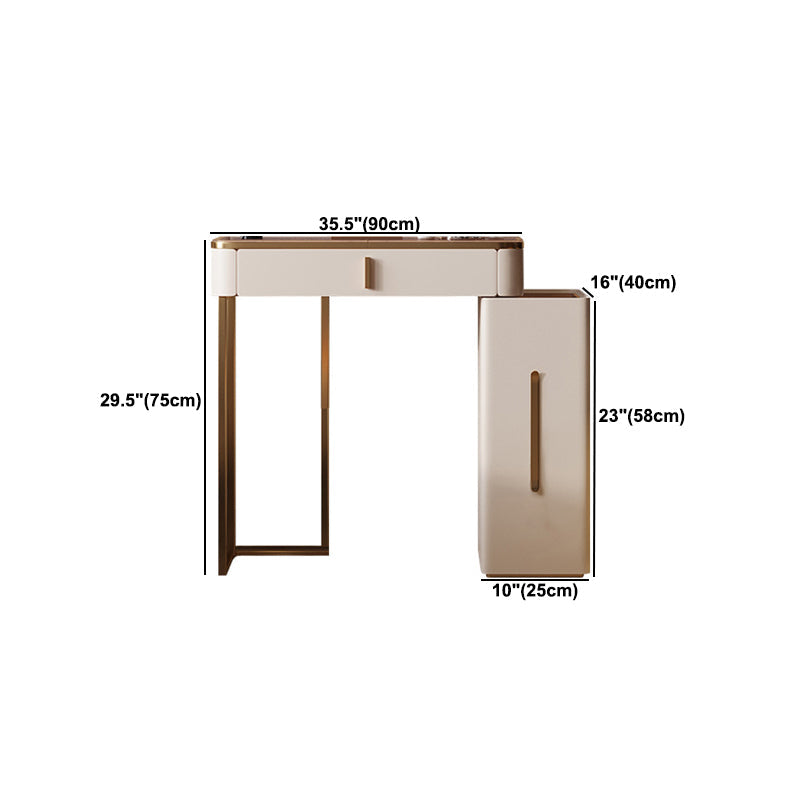 Contemporary Makeup Vanity Desk Table 3 Drawer Glass Top Dressing Table Clearhalo 'Bedroom Furniture' 'furn' 'furn_makeup_vanities' 'Furniture' 'Makeup Vanities' 'makeup_vanities' 6099117