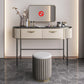2 Storage Drawers Dresser with Mirror & Padded Stool Contemporary Stone Top Vanity Makeup Vanity & Stools Clearhalo 'Bedroom Furniture' 'furn' 'furn_makeup_vanities' 'Furniture' 'Makeup Vanities' 'makeup_vanities' 6099140