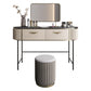 2 Storage Drawers Dresser with Mirror & Padded Stool Contemporary Stone Top Vanity Clearhalo 'Bedroom Furniture' 'furn' 'furn_makeup_vanities' 'Furniture' 'Makeup Vanities' 'makeup_vanities' 6099146