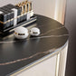 2 Storage Drawers Dresser with Mirror & Padded Stool Contemporary Stone Top Vanity Clearhalo 'Bedroom Furniture' 'furn' 'furn_makeup_vanities' 'Furniture' 'Makeup Vanities' 'makeup_vanities' 6099148