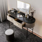 2 Storage Drawers Dresser with Mirror & Padded Stool Contemporary Stone Top Vanity Clearhalo 'Bedroom Furniture' 'furn' 'furn_makeup_vanities' 'Furniture' 'Makeup Vanities' 'makeup_vanities' 6099155