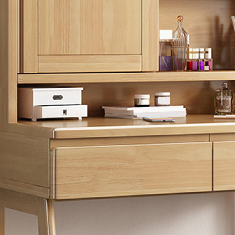 Juego de taburetes de tocador de maquillaje de madera maciza de tocador de tocador con espejo nórdico