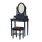 Victorian Vanity Set Solid Wood Drawers Included Makeup Dressing Table With Mirror & Stool Makeup Vanity & Stools 31"L x 16"W x 61"H Blue Clearhalo 'Bedroom Furniture' 'furn' 'furn_makeup_vanities' 'Furniture' 'Makeup Vanities' 'makeup_vanities' 6099182