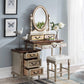Victorian Vanity Set Solid Wood Drawers Included Makeup Dressing Table With Mirror & Stool Clearhalo 'Bedroom Furniture' 'furn' 'furn_makeup_vanities' 'Furniture' 'Makeup Vanities' 'makeup_vanities' 6099195