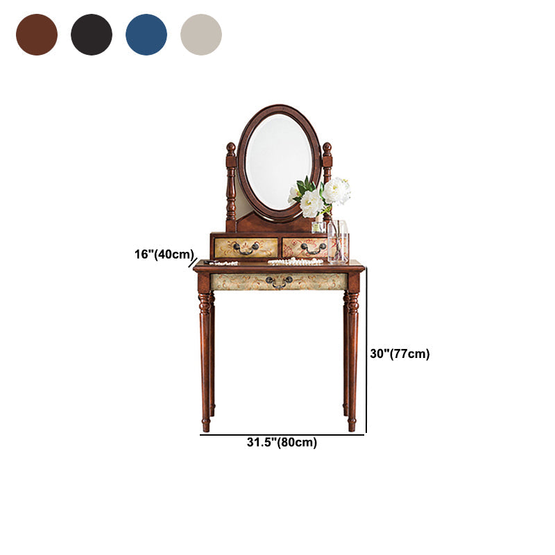 Victorian Vanity Set Solid Wood Drawers Included Makeup Dressing Table With Mirror & Stool Clearhalo 'Bedroom Furniture' 'furn' 'furn_makeup_vanities' 'Furniture' 'Makeup Vanities' 'makeup_vanities' 6099199