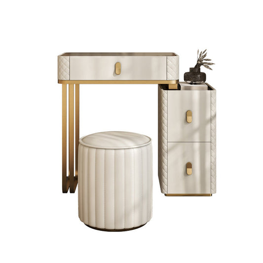 Tavolo da toeletta per vanità in legno in legno massiccio di vetro con vetro contemporaneo