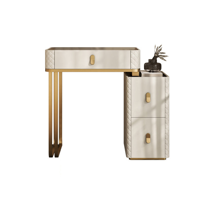 Contemporary Glass Top Vanity Desk Solid Wood Vanity Dressing Table