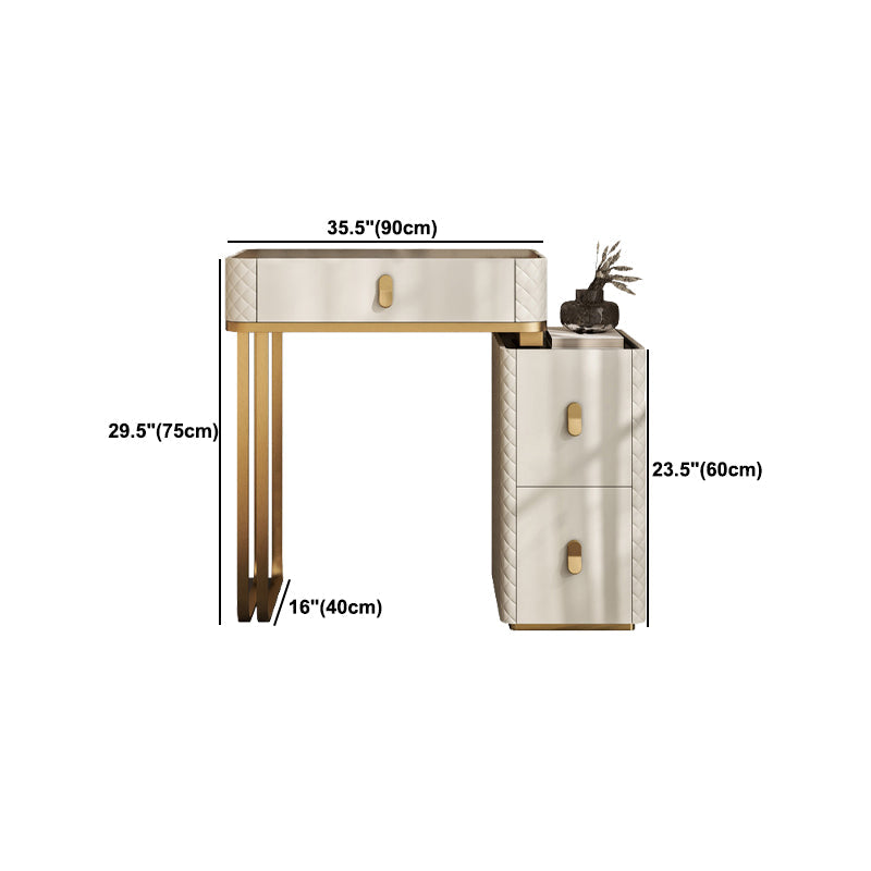 Contemporary Glass Top Vanity Desk Solid Wood Vanity Dressing Table