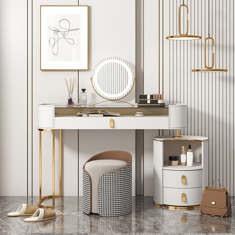 Contemporaneo a 3 cassetti tavolo da toeletta da toeletta per vetro Top -trucco Vanity scrivania