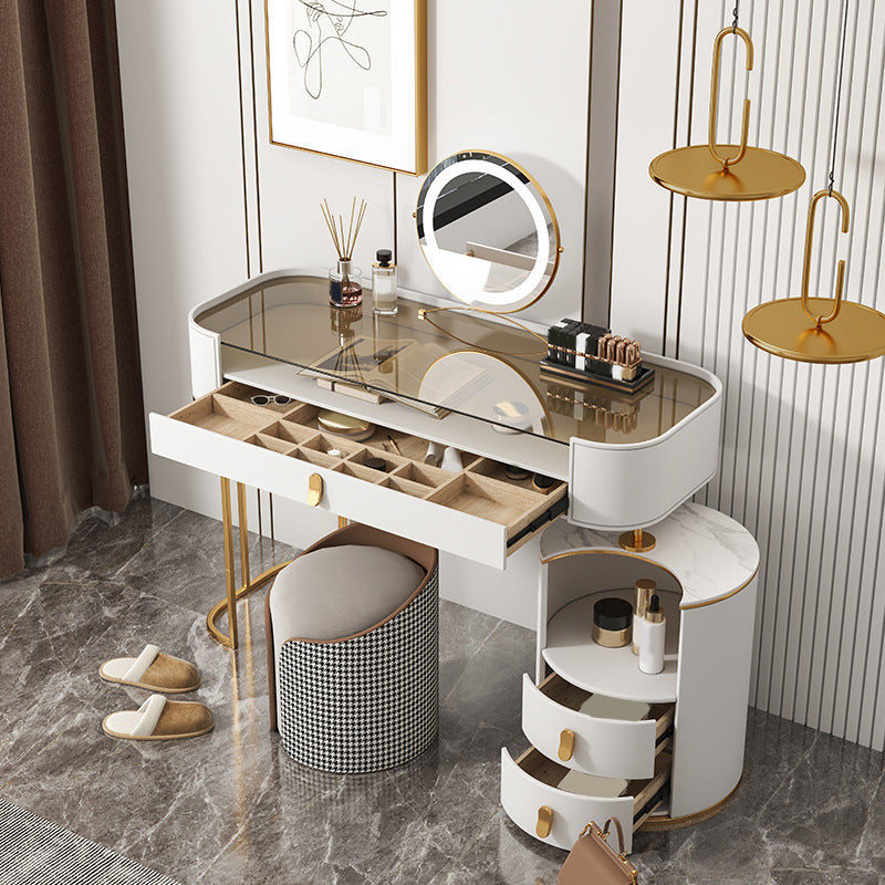 Contemporaneo a 3 cassetti tavolo da toeletta da toeletta per vetro Top -trucco Vanity scrivania