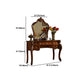 5-Drawer Solid Wood Vanity Makeup Dressing Table with Mirror & Stool in Brown