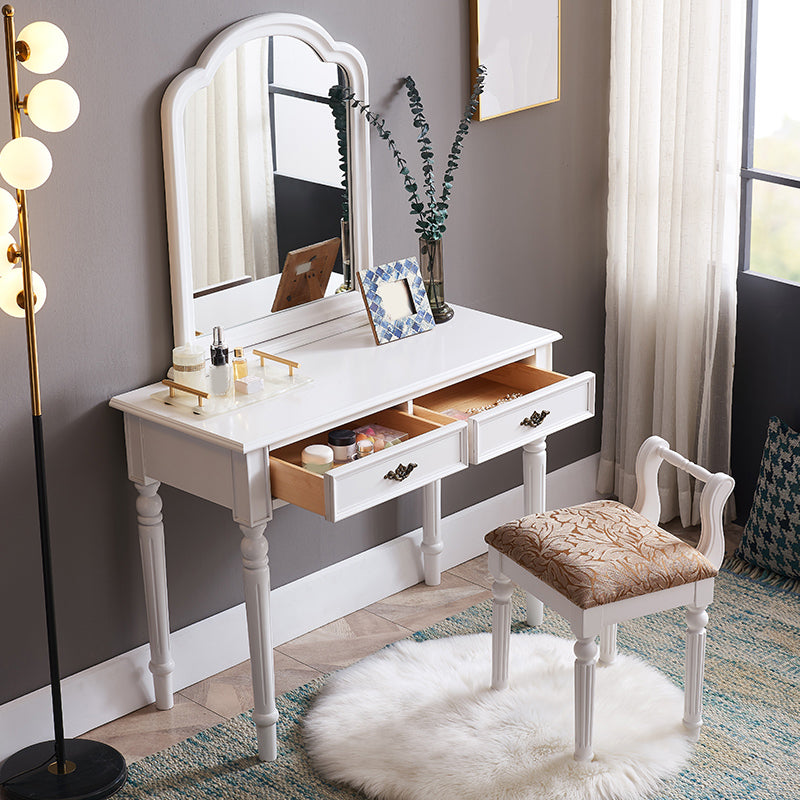 29,9 "hoher 2-DRAWER-Vanity Make-up-Tisch Set Victorian Wood Dresser in Weiß