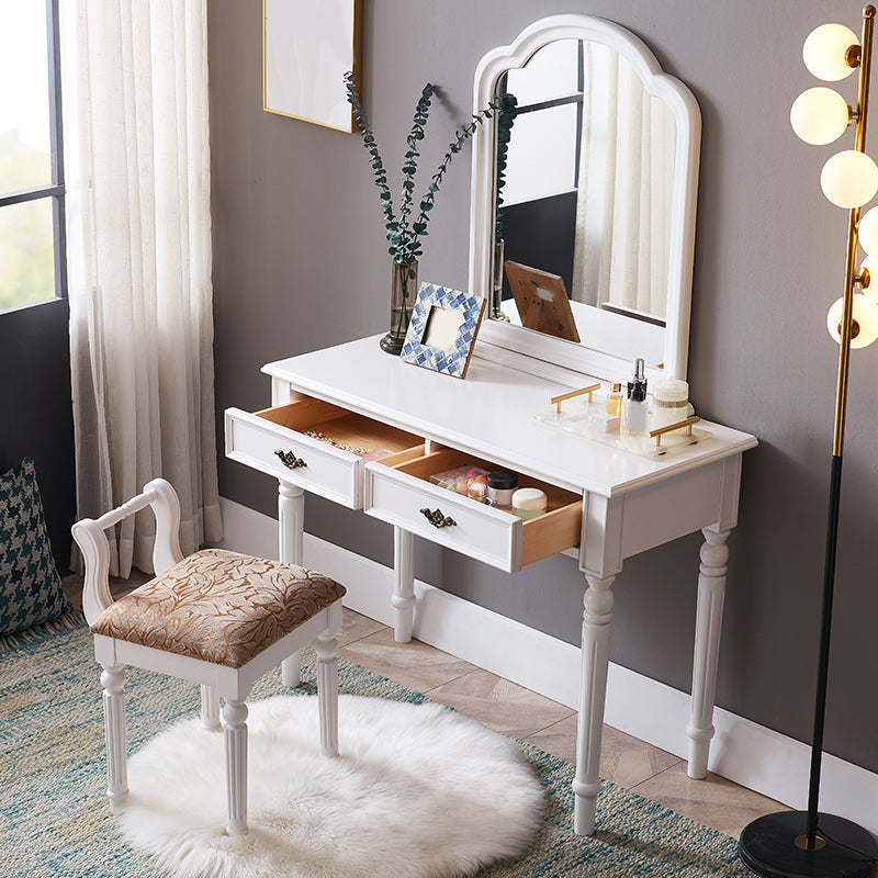 29,9 "hoher 2-DRAWER-Vanity Make-up-Tisch Set Victorian Wood Dresser in Weiß