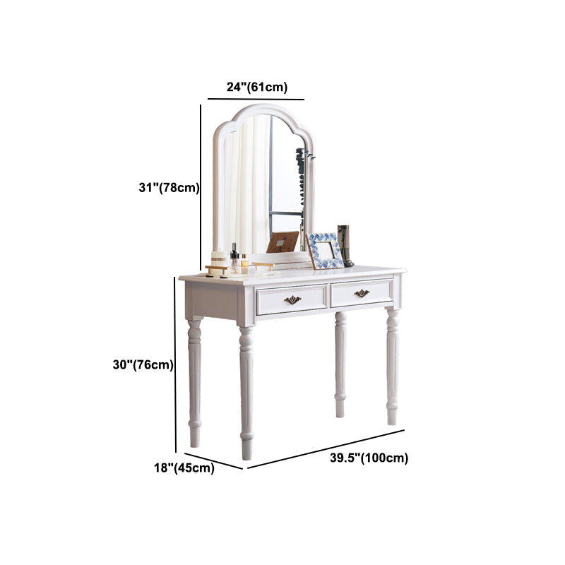 29,9 "hoher 2-DRAWER-Vanity Make-up-Tisch Set Victorian Wood Dresser in Weiß