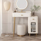 Contemporary White Slate Dresser 31.1-In High Vanity Dressing Table Set with Drawers