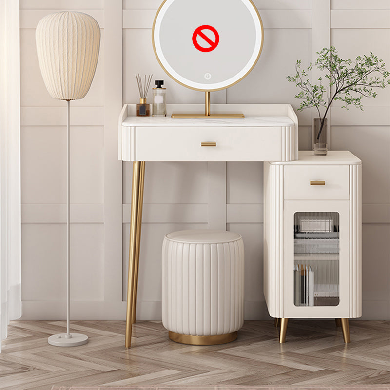 Contemporary White Slate Dresser 31.1-In High Vanity Dressing Table Set with Drawers