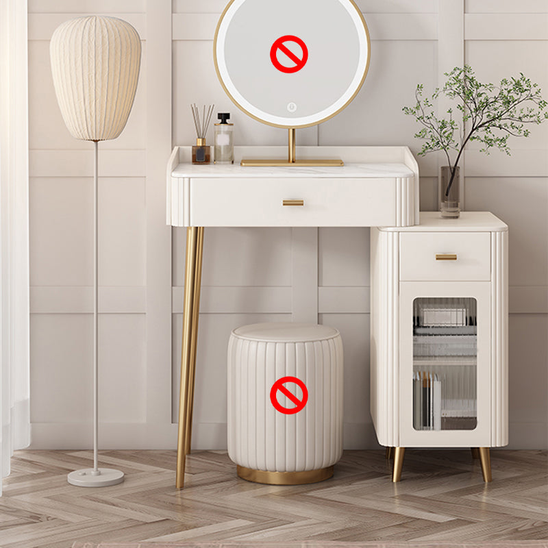 Contemporary White Slate Dresser 31.1-In High Vanity Dressing Table Set with Drawers