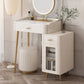 Contemporary White Slate Dresser 31.1-In High Vanity Dressing Table Set with Drawers