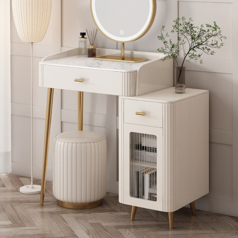 Contemporary White Slate Dresser 31.1-In High Vanity Dressing Table Set with Drawers