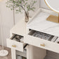 Contemporary White Slate Dresser 31.1-In High Vanity Dressing Table Set with Drawers