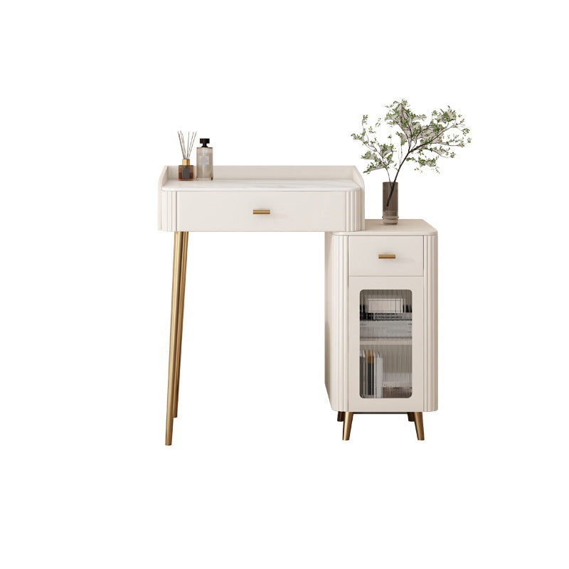 Contemporary White Slate Dresser 31.1-In High Vanity Dressing Table Set with Drawers