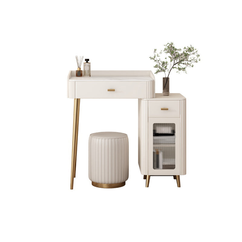 Contemporary White Slate Dresser 31.1-In High Vanity Dressing Table Set with Drawers