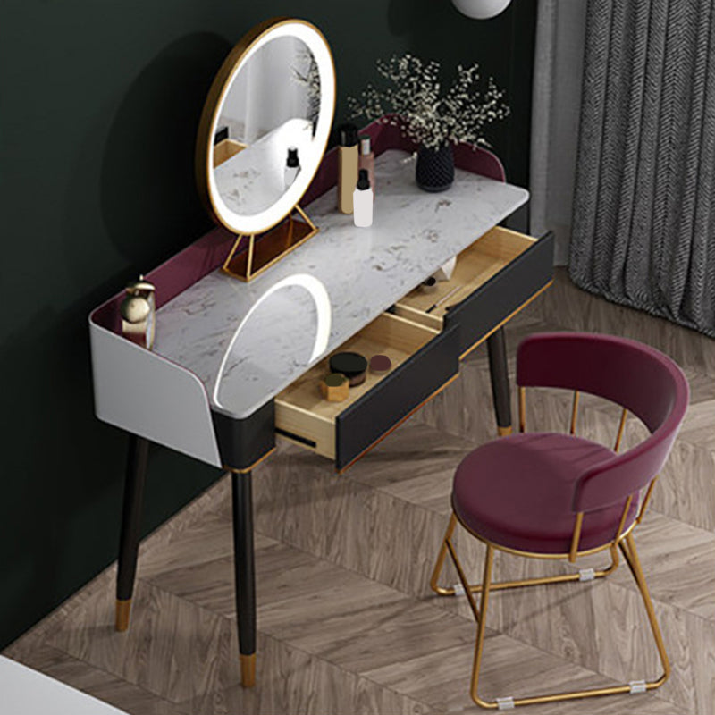 Contemporary Wooden Makeup Vanity Set Slate Top 2-Drawer Dressing Table Clearhalo 'Bedroom Furniture' 'furn' 'furn_makeup_vanities' 'Furniture' 'Makeup Vanities' 'makeup_vanities' 6099354