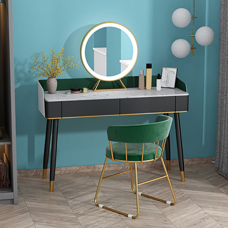 Contemporary Wooden Makeup Vanity Set Slate Top 2-Drawer Dressing Table Clearhalo 'Bedroom Furniture' 'furn' 'furn_makeup_vanities' 'Furniture' 'Makeup Vanities' 'makeup_vanities' 6099355