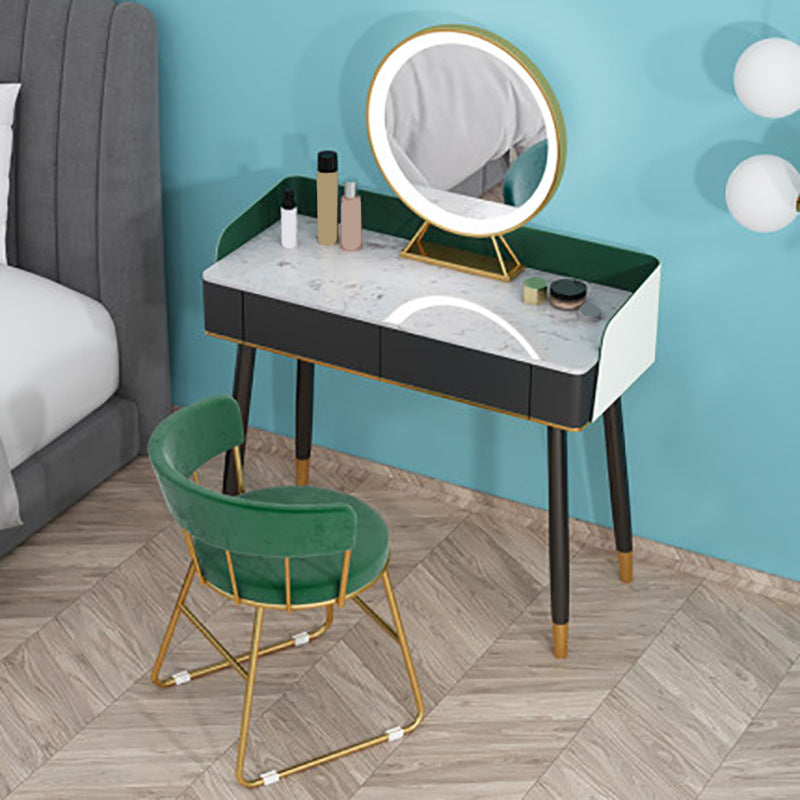Contemporary Wooden Makeup Vanity Set Slate Top 2-Drawer Dressing Table Clearhalo 'Bedroom Furniture' 'furn' 'furn_makeup_vanities' 'Furniture' 'Makeup Vanities' 'makeup_vanities' 6099358