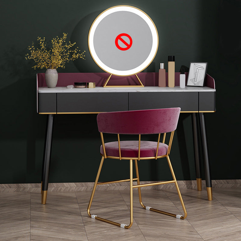 Contemporary Wooden Makeup Vanity Set Slate Top 2-Drawer Dressing Table Makeup Vanity & Stools Red Clearhalo 'Bedroom Furniture' 'furn' 'furn_makeup_vanities' 'Furniture' 'Makeup Vanities' 'makeup_vanities' 6099360