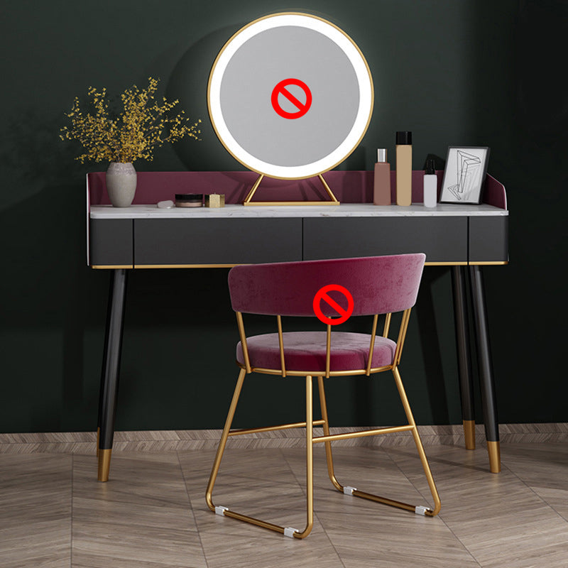 Contemporary Wooden Makeup Vanity Set Slate Top 2-Drawer Dressing Table Makeup Vanity Red Clearhalo 'Bedroom Furniture' 'furn' 'furn_makeup_vanities' 'Furniture' 'Makeup Vanities' 'makeup_vanities' 6099361