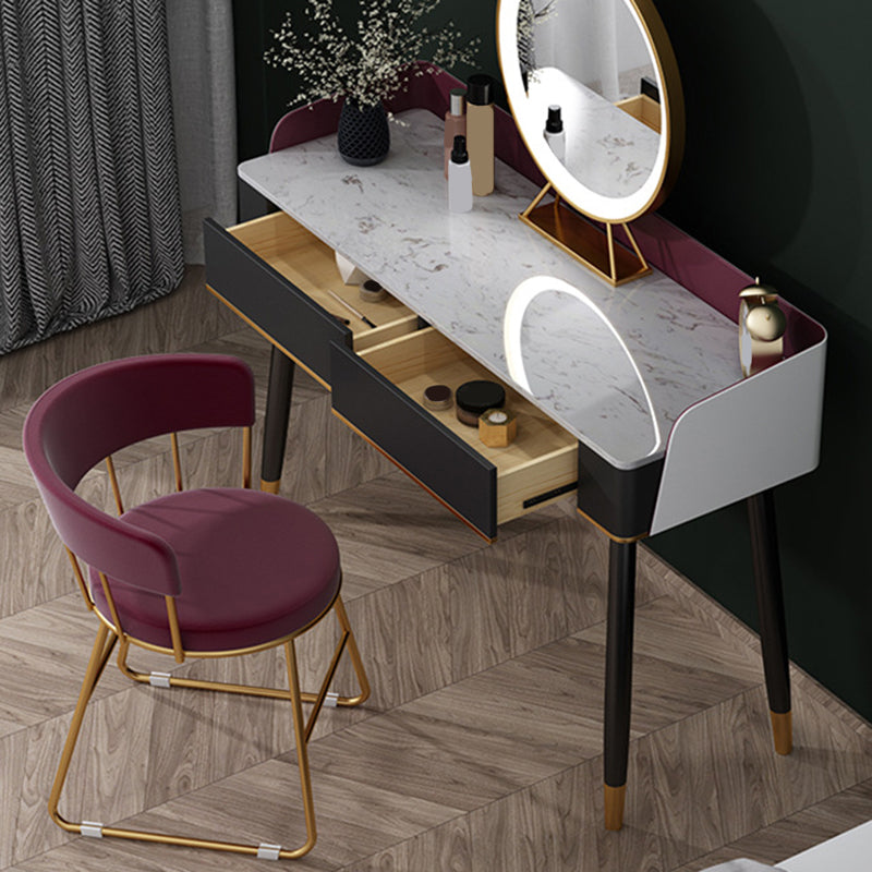 Contemporary Wooden Makeup Vanity Set Slate Top 2-Drawer Dressing Table Clearhalo 'Bedroom Furniture' 'furn' 'furn_makeup_vanities' 'Furniture' 'Makeup Vanities' 'makeup_vanities' 6099369