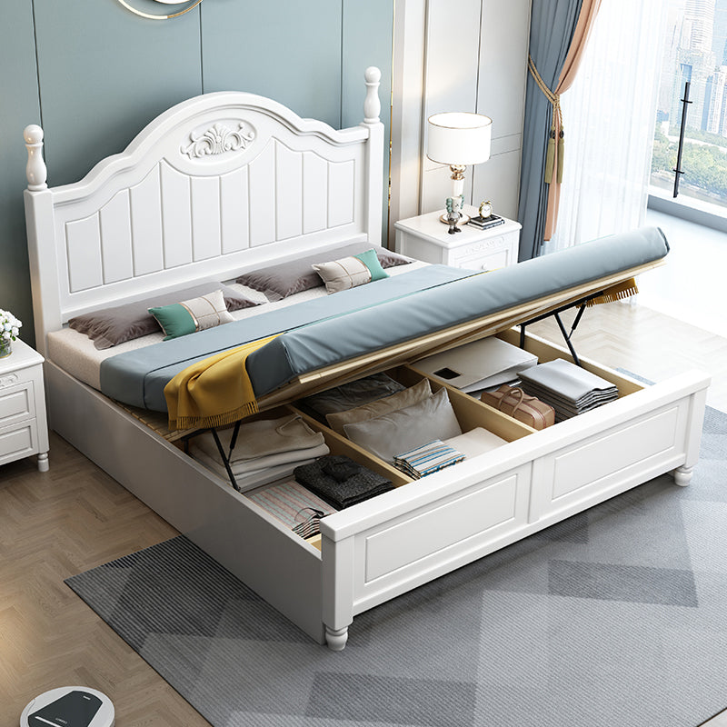 French Country White Standard Bed 46.45" High Bed with Headboard