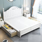 French Country White Standard Bed 46.45" High Bed with Headboard