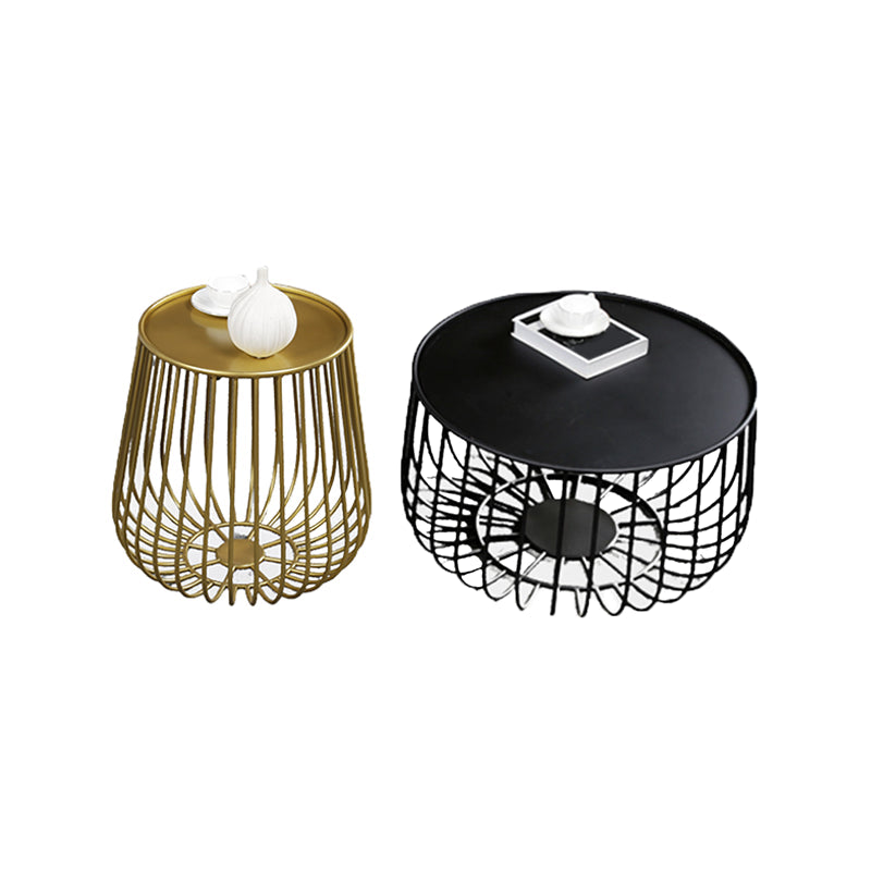 Mid-century Modern Round Iron Coffee Table, Frame Base Coffee Table Clearhalo 'Coffee & Accent Tables' 'Coffee Tables' 'coffee_tables' 'furn' 'furn_coffee_tables' 'Furniture' 'Living Room Furniture' 6099477