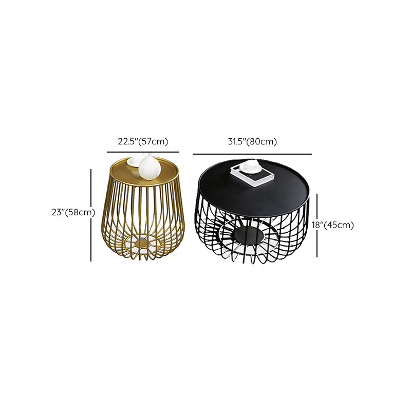 Mid-century Modern Round Iron Coffee Table, Frame Base Coffee Table Clearhalo 'Coffee & Accent Tables' 'Coffee Tables' 'coffee_tables' 'furn' 'furn_coffee_tables' 'Furniture' 'Living Room Furniture' 6099480