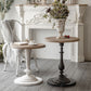 Mesa de centro individual con pedestal de metal redondo de madera maciza francesa